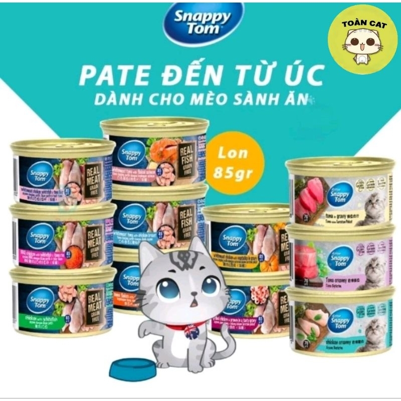 Pate Snappy Tom Premium-Pate Cho Mèo Mọi Lứa Tuổi (Lon 85g)
