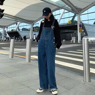 Quần yếm denim ống đứng basic hàng QCCC dành cho nữ 2024