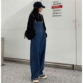 Quần yếm denim ống đứng basic hàng QCCC dành cho nữ 2024
