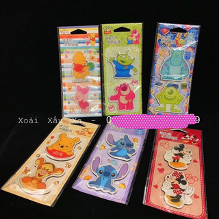 hít nam châm tủ lạnh hoạt hình disney stitch, pooh, mickey, mike sulley ( 1 cặp 2 cái)