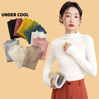 Áo len tăm giữ nhiệt cổ bèo nữ UNDERCOOL, Áo len tăm cổ 3 phân viền sóng, tay dài dáng ôm body dễ phối đồ  ADT23
