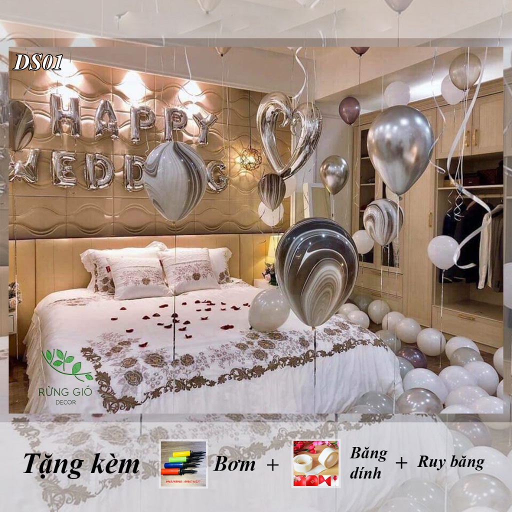 Set Bóng Happy Wedding Trang Trí Phòng Cưới