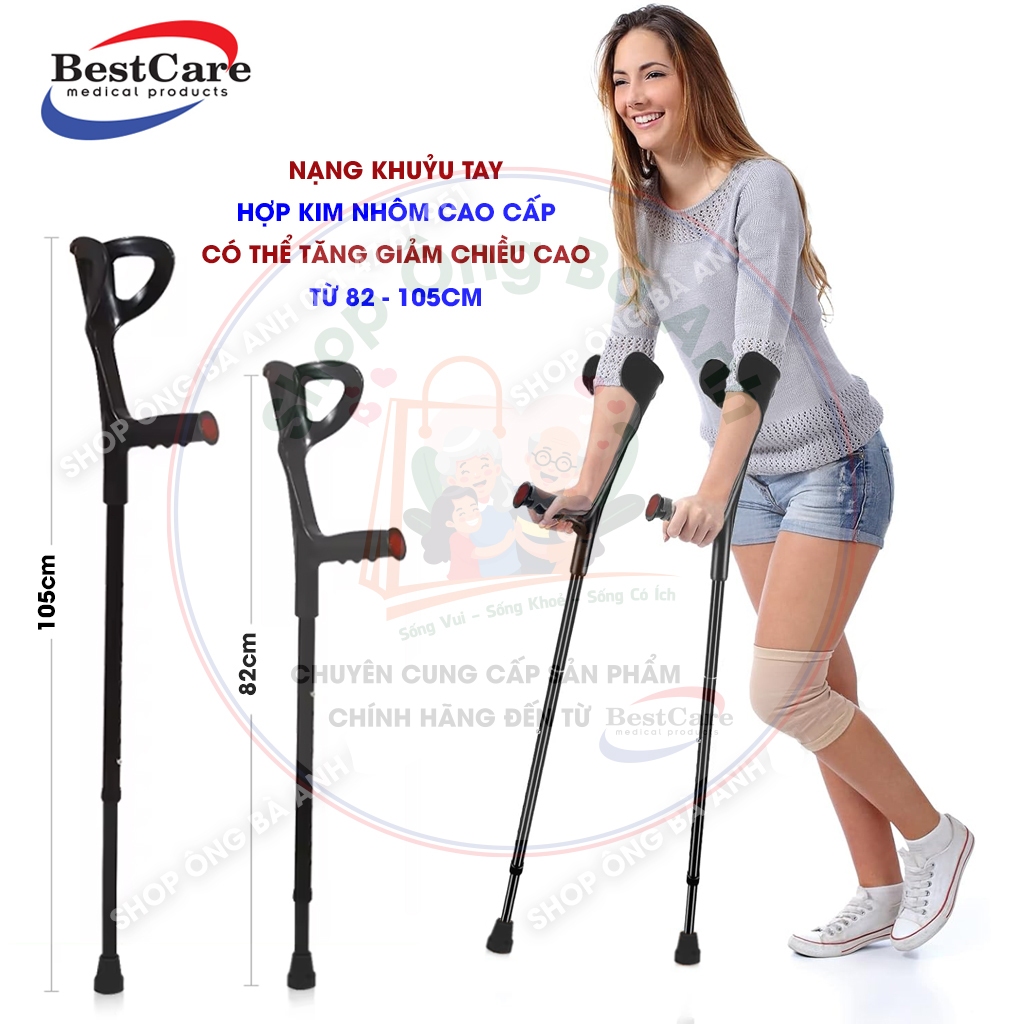 Nạng Khuỷu Tay BestCare Bằng Hợp Kim Nhôm Cao Cấp Hỗ Trợ Đi Lại Sau Chấn Thương