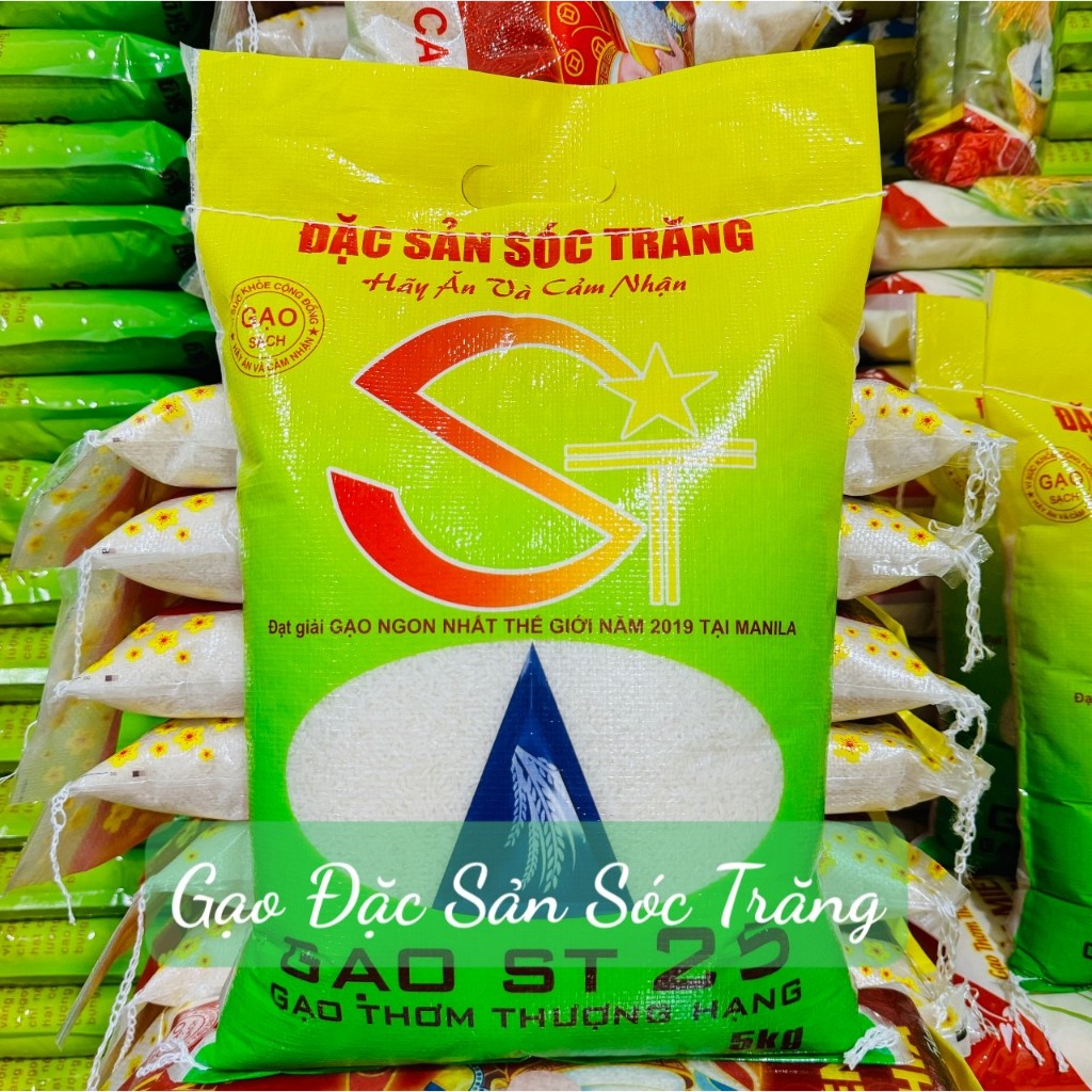 5Kg ST25+ Lúa Vụ Mới Dẻo Mềm Ngọt Cơm Trắng Bao May 5Kg ( Mã DT8)