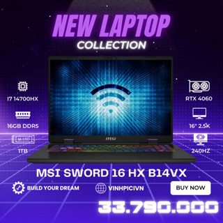 Laptop MSI Sword 16 HX B14VX (I7-14700HX/ RTX 4060/ Ram 16GB/ SSD 1TB/ 16" 2.5K 240Hz)