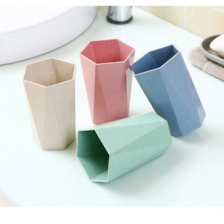 Cốc Nhựa Chịu Nhiệt Lúa Mạch Nhiều Màu, Cốc Uống Nước Đánh Răng Hình Lục Giác Đẹp Mắt 88082 SIÊU THỊ 88