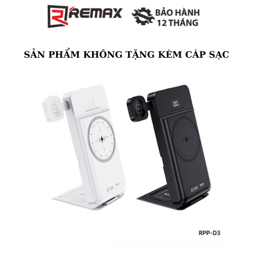 Đế Sạc Kiêm Pin Dự Phòng 5 in 1 Remax RPP-D3 10000mAh 1 Cổng USB 1 Cổng Type C QC3.0 + PD Max 22.5W