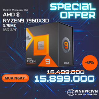 CPU AMD Ryzen 9 7950X3D ( 4.2GHz Boost 5.7GHz / 16 nhân 32 luồng / 144MB / AM5) [NEW]