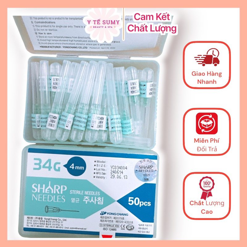 Lẻ 1 chiếc kim tiêm meso 34g hay 32g, kim tiêm dưỡng chất căng bóng da ,kim 34G, 32G ( 1 Đầu kim)