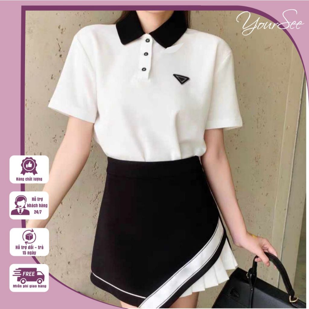 Áo polo nữ thiết kế, áo thun nữ có cổ, áo thun nữ cổ trụ phong cách Hàn Quốc, áo thun polo cotton