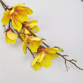 Hoa Mộc Lan cao su 5 bông 90cm, Hoa giả trang trí