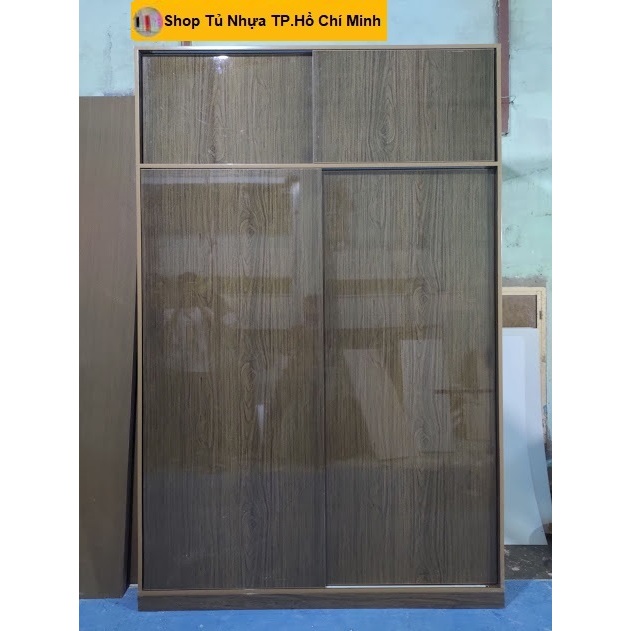 Tủ Nhựa Vincoplast 4 Cánh Cửa Lùa Màu Gỗ Muồng Cao 2m4 522
