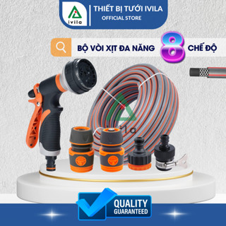 Bộ vòi tưới cây đa năng VPA101 8 chế độ, vòi phun nước, vòi xịt tưới cây, rửa xe kèm ống dẫn nước chống gập 3 lớp và PK