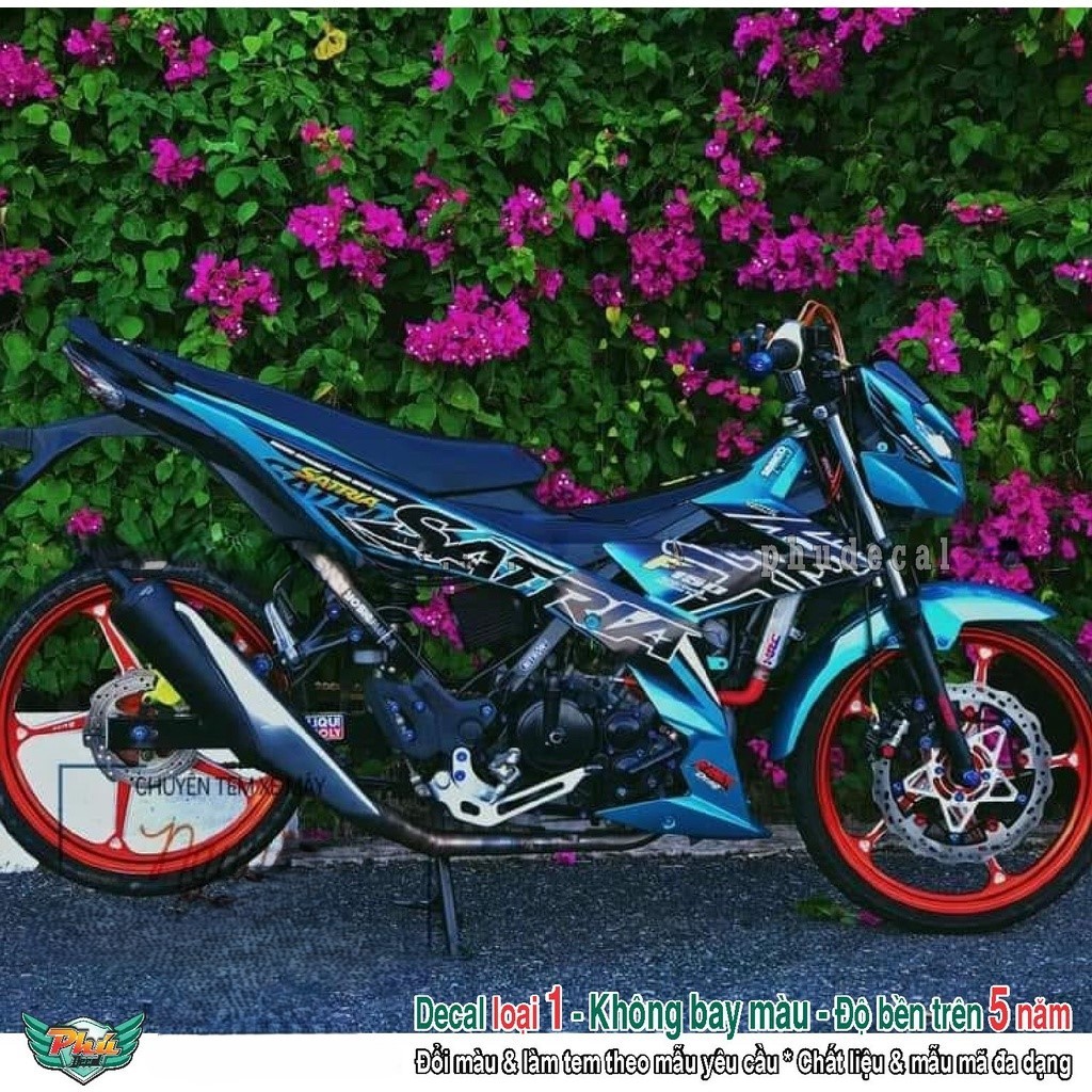 Tem rời xe Satria Xanh đen .  (A)