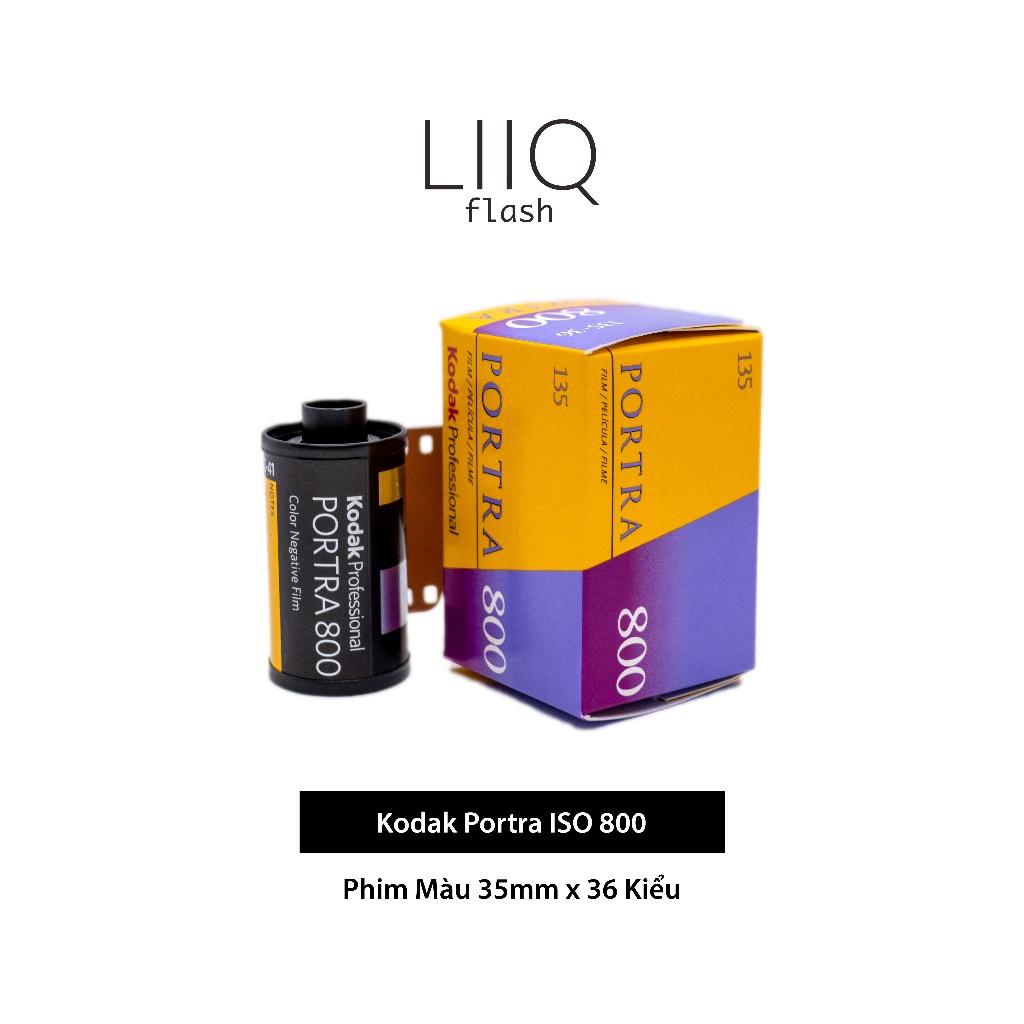  Phim Kodak Portra ISO 800 Màu Color 135 35mm x 36 Kiểu In Date Cho Máy Chụp Ảnh Film - LIIQ Flash 