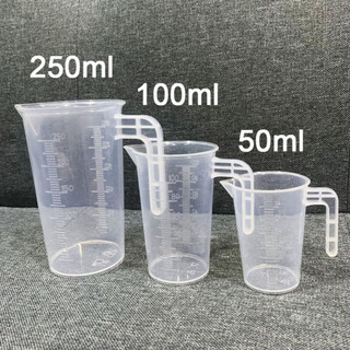 Ca ly đong ml định lượng 50ml 100ml 250ml có vạch chia nhựa PP an toàn có quai cầm
