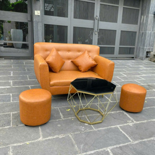 Bộ băng sofa mini dài 1m2 kèm 2 đôn 2 gối và bàn sang trọng cho phòng vừa và nhỏ