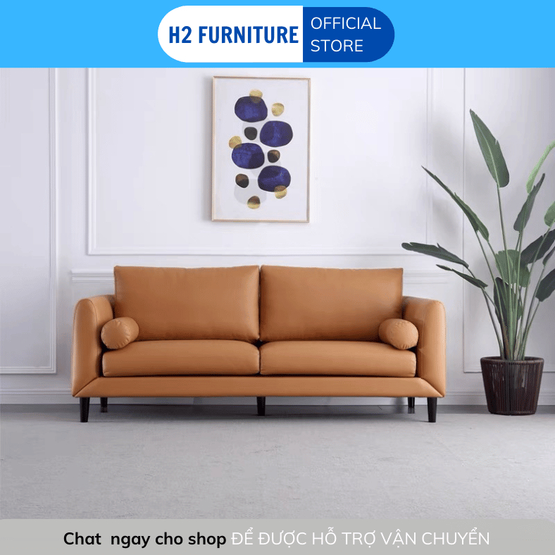 Văng Sofa da H2V06 H2 Furniture khung gỗ chắc chắn đệm mút êm ái, màu sắc đa dạng theo yêu cầu