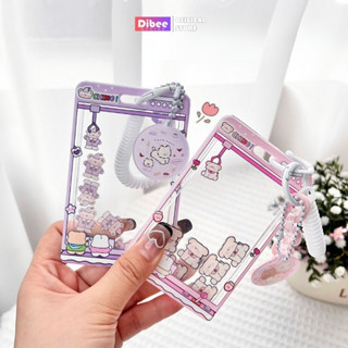 Dây đeo thẻ học sinh DIBEE, thẻ dây rút đeo cổ, bao đựng trong suốt hình con vật dễ thương, thẻ xe, thẻ nhân viên T40
