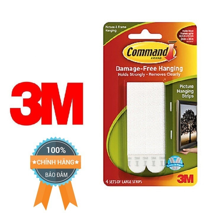Miếng dán treo tranh trắng 7.2kg vỉ 8 miếng Command 3M 17206