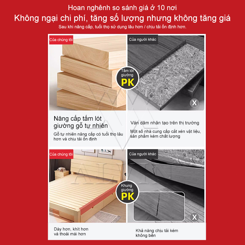Giường Pallet Gỗ Thông Mới Giường Ngủ Đẹp Chất Lượng gỗ thật 100% 3.5/4/5/6 feet Giường có ngăn kéo | BigBuy360 - bigbuy360.vn