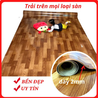 Thảm nhựa trải sàn vân gỗ PVC loại dày 1,6mm I Simili lót sàn nhà giả gỗ chống trơn trượt