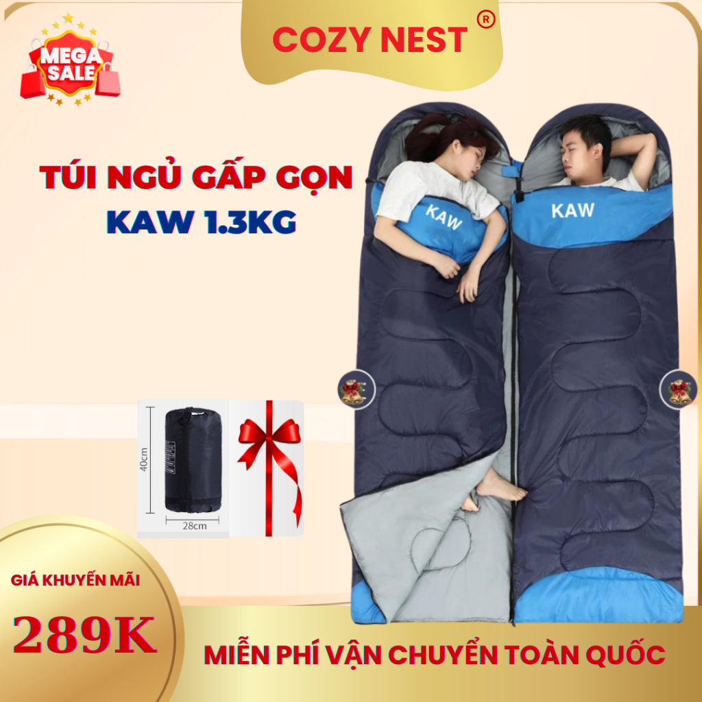Túi Ngủ Văn Phòng KAW Giữ Nhiệt Tốt, Chống Thấm, Tặng Kèm Túi Đựng Nặng 1.3Kg