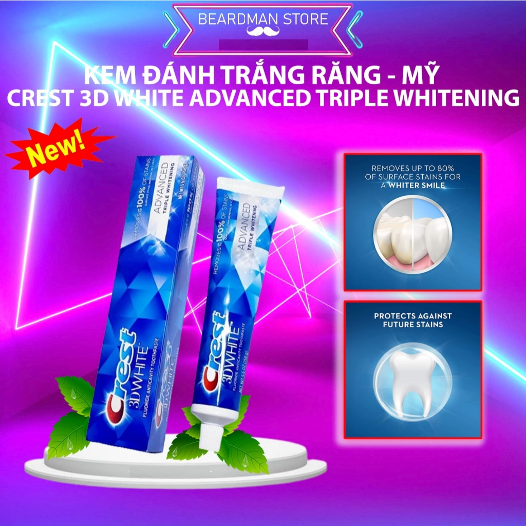 Kem đánh răng Crest 3D White Advanced Whitening 158g