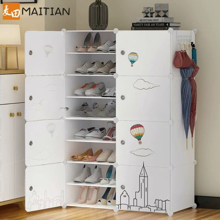 TỦ ĐỂ GIÀY DÉP BẰNG NHỰA THÔNG MINH 16 Ô (chia ô) KHÍ CẦU