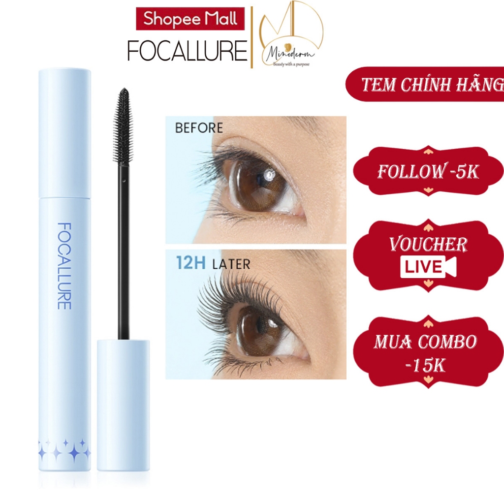 Mascara Focallure Chuốt Mi Cong Vút Và Dài Hơn 24h Nhanh Khô Chống Thấm Nước Và Mồ Hôi Lâu Trôi FA-E24 7.5g