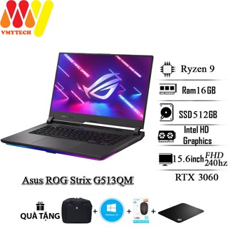  Laptop Gaming Asus ROG Strix G513QM Ryzen 9-5900HX  Ram 16GB SSD 512GB màn hình 15.6inch FullHD 240Hz VGA RTX 3060 