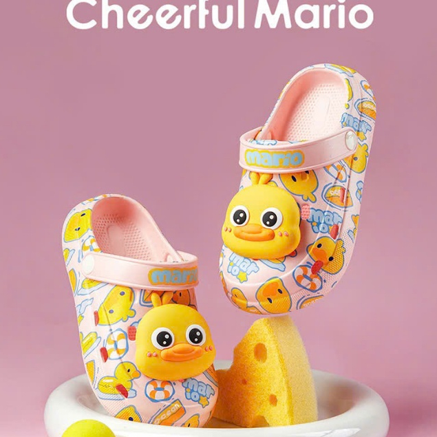 Dép Sục Trẻ Em Hình Vịt Cute Dễ Thương Cao cấp Chính Hãng Cheerful Mario,Dép sục Mario cho bé 2024