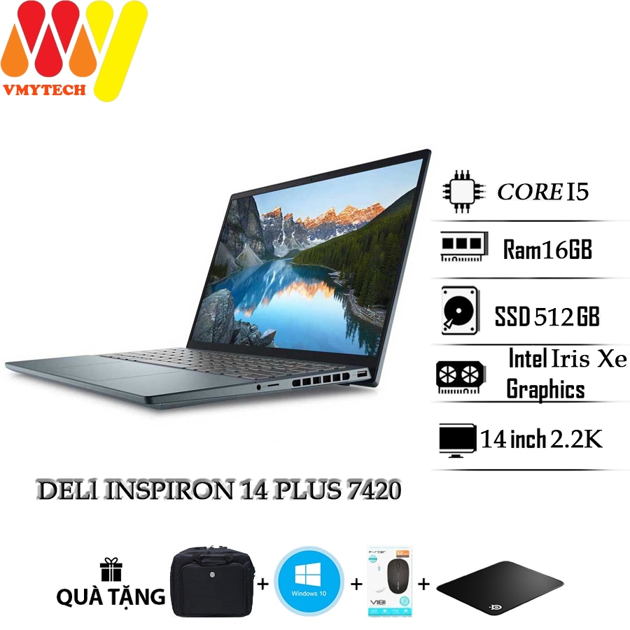 Laptop Dell inspiron 14 Plus 7420 mẫu cao cấp, Core i5, Ram 16gb, ổ cứng SSD 512gb, màn hình 14inch 