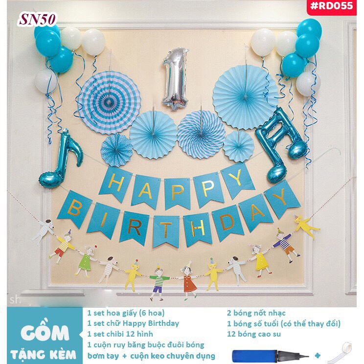 Set Trang Trí Sinh Nhật Kèm Quạt Giấy