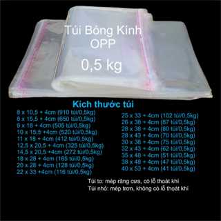 0,5Kg - Túi Bóng Kính OPP Dán Miệng Nhiều Kích Thước- Đóng Quần Áo
