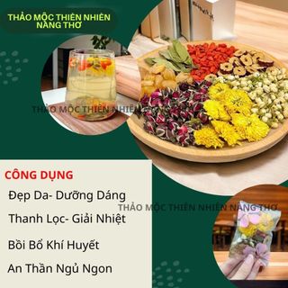 Trà Dưỡng Nhan 7 Vị -  Bảy Vị - Trà Thảo Mộc Thiên Nhiên - Trà Hoa Cúc Vàng, Nụ Hồng, Kỉ Tử, Táo Lát, Long Nhãn T35