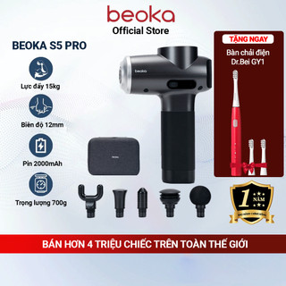 Máy massage cầm tay Beoka S5 Pro với 5 đầu massage pin 2000mAh lức đấm 15kg