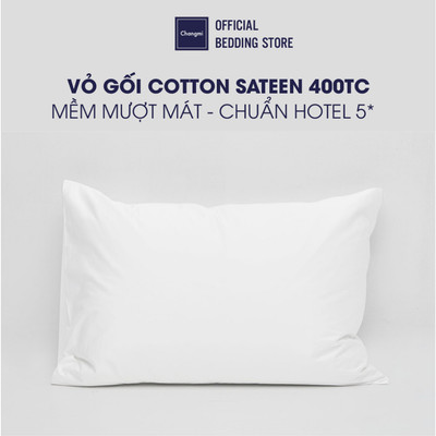Vỏ gối Changmi Bedding Cotton Sateen trắng 400TC cao cấp mềm mịn mát. Tiêu chuẩn khách sạn 5 sao