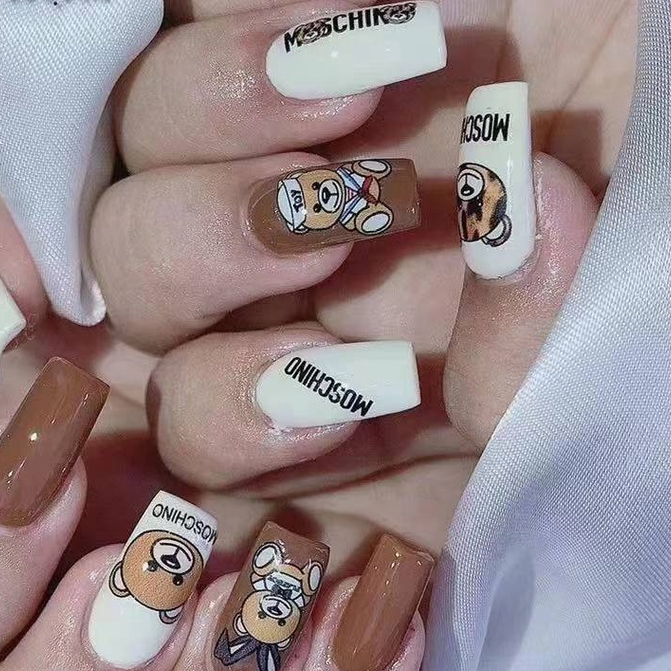sticker gấu trang trí nail