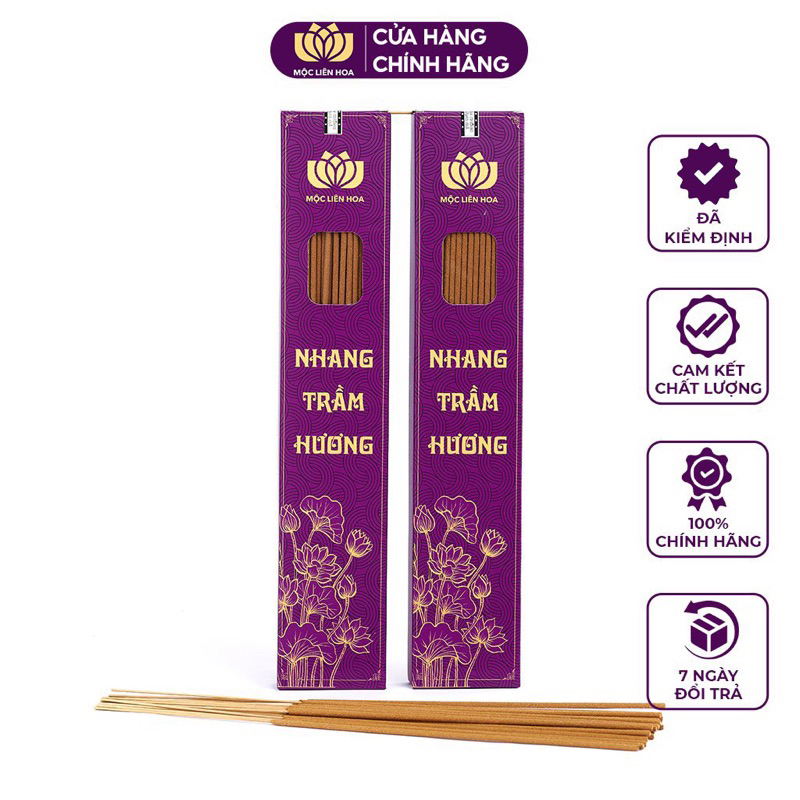 Nhang Trầm Hương Mộc Liên Hoa 100 Cây Chân Mộc - Thơm Dịu Nhẹ Nhang Sạch, An Toàn(30,38cm)