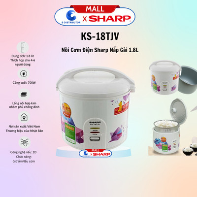 [HỎA TỐC] Nồi cơm điện nắp gài Sharp KS-18TJV (Dung tích 1.8L) - Hàng Chính Hãng