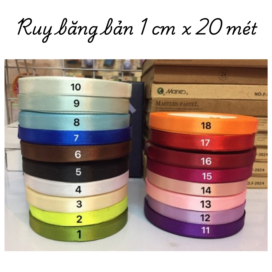 Ruy băng vải bóng (Bản rộng 1cm, dài 20 mét) - 01 cuộn