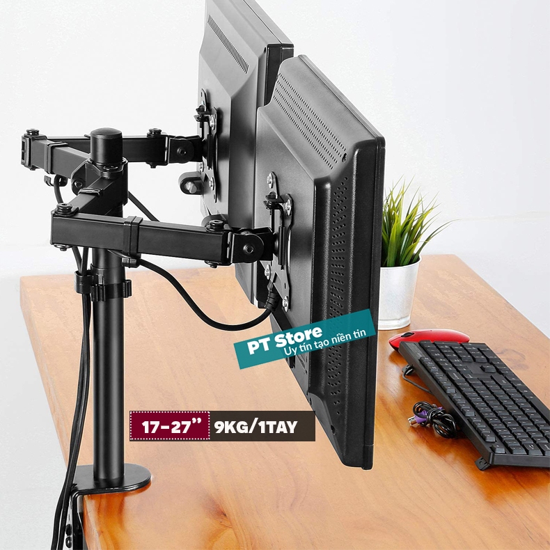 Giá Treo Màn Hình - Giá Đỡ 2 Màn Hình MS02 17 - 27 Inch - Xoay 360 Độ