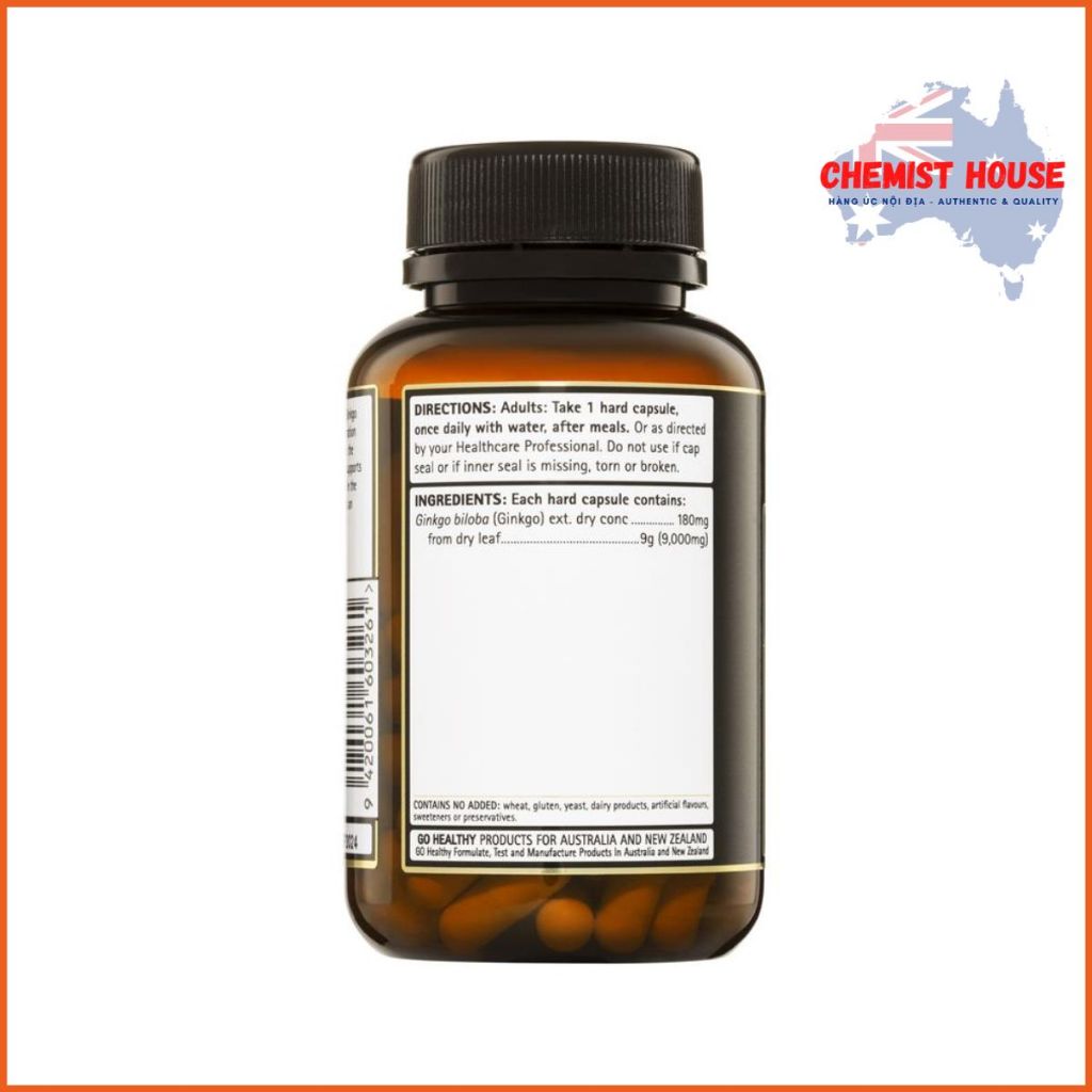 [Hàng Úc] GO Healthy Ginkgo 9000+ Viên Uống Bổ Não Hàm Lượng Cao 9,000mg Bạch Quả Cải Thiện Hay Quên Nhức Đầu Chóng Mặt
