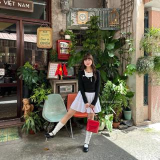 Áo kiểu nữ dài tay thun Umi phối đính nơ hai bên phong cách ulzzang HAVANA ATH466