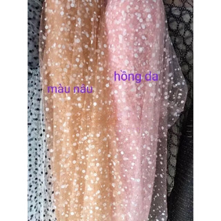 Vải voan lưới chấm trắng