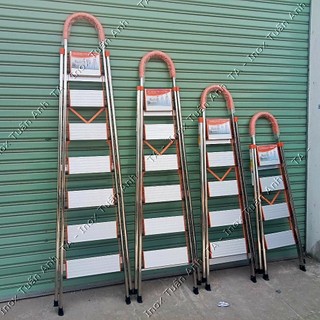 Thang ghế inox bậc nhôm  - Thang nhôm chữ A xếp gọn - TNINOX