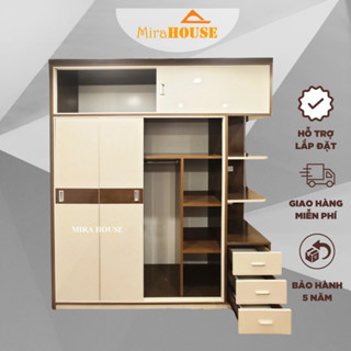 Tủ quần áo cửa lùa nhựa Đài Loan Cao 2m4 dài 2m05 sâu bì 51cm, MIRA HOUSE lắp đặt miễn phí