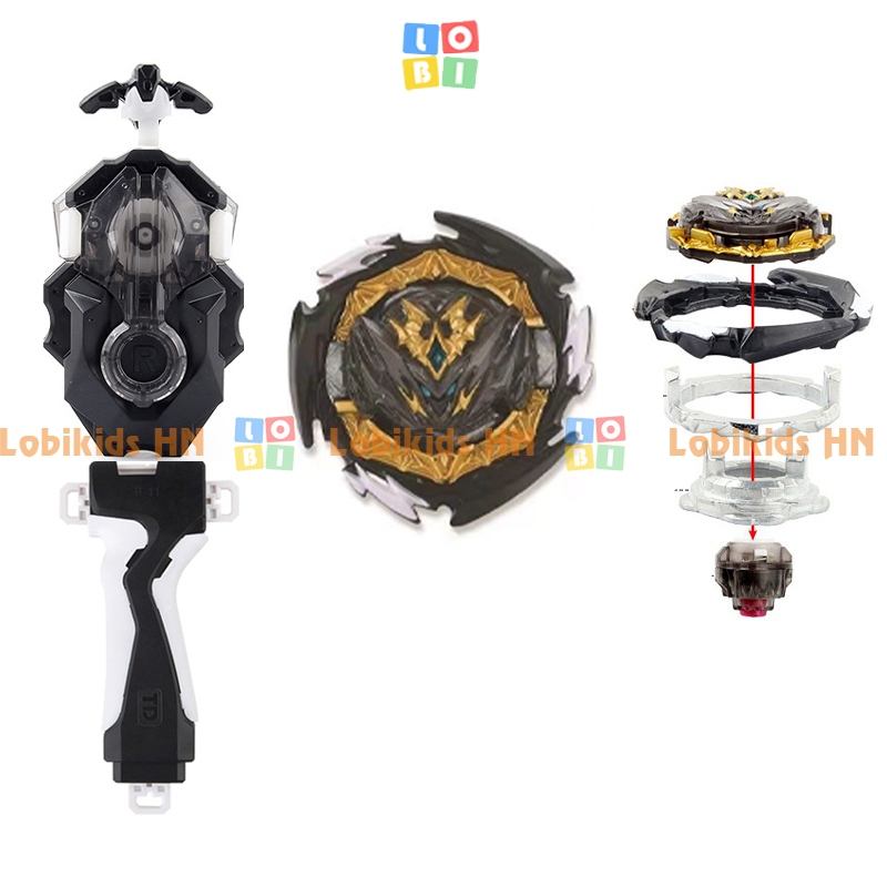 Con quay đồ chơi Beyblade B180 kèm tay cầm, bệ phóng B184 Black