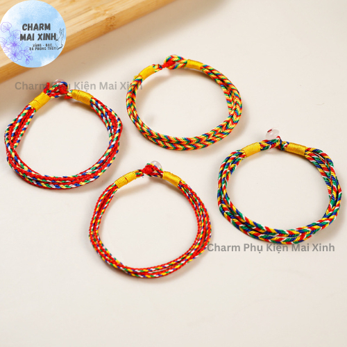 Vòng Tay 1 Sợi & 3 Sợi Chỉ Đỏ May Mắn - Chỉ Ngũ Sắc - Vòng Phong Thủy Nam, Nữ Bình An - Tài Lộc - Thành Công